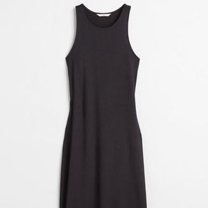 H&M BLACK RIBBED OPEN BACKED DRESS